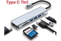 Cáp chuyển Type C 7 in 1 (Ra HDMI + 3USB 3.0 + 01 type C + 2 đọc thẻ )